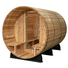 Load image into Gallery viewer, New Oasis 4 Person Canopy Barrel Sauna
